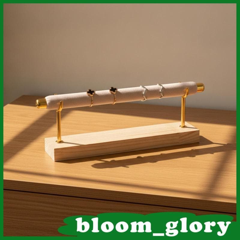 [Bloom_glory] Suporte De Exibição De Banda De Veludo Com Base De Madeira Expositor De Joias Elegante Moldura De Metal Es