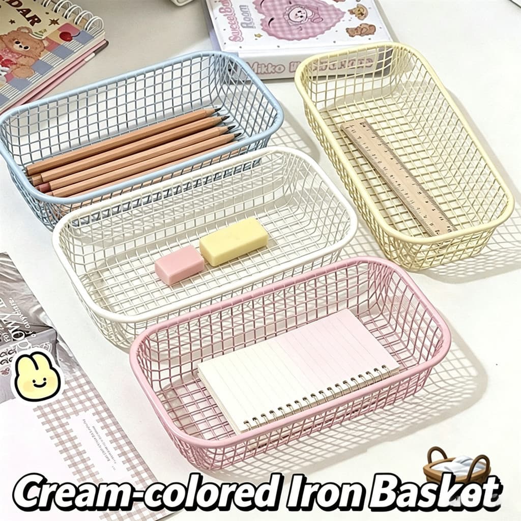 Cesto de Armazenamento Estilo Ins para Itens Diversos, Caixa de Papelaria, Material Metálico, Decoração de Mesa 3342 LPD