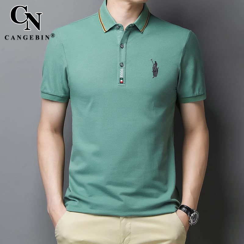 Camisa Polo de manga curta masculina verão gelo seda puro algodão de secagem rápida 2025 novo estilo camisa de lapela me