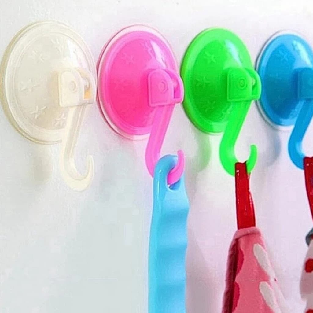 Gancho de Plástico com Ventosa de pressão KIT COM 3 UNIDADES