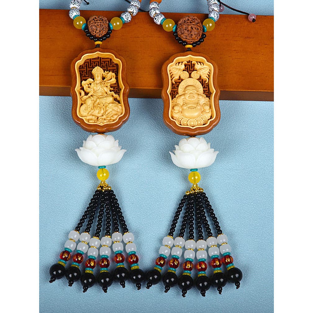Pingente de carro buxo escultura Guanyin buda grande lótus oito patrono Interior do carro exportação ornamentos seguros