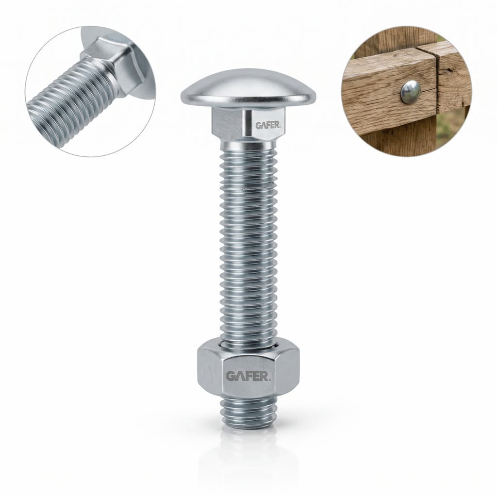 Kit Parafuso Frances 1/4x2.1/2 Galvanizado Com 100 Pecas Porca Sextavada Aco Carbono Para Portoes
