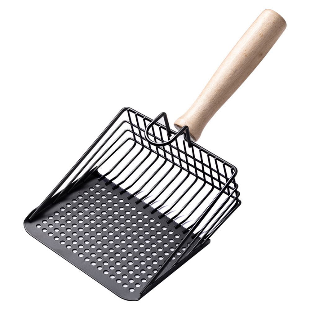 Pá de areia de gato de aço inoxidável dois em um Pá grande de buraco fino Pá de merda Luding Chicken