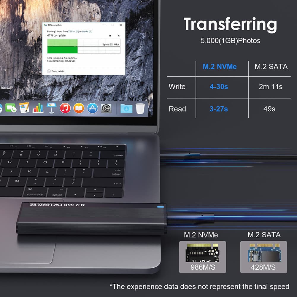 Caixa De Disco Rígido Externo 10 Gbps Para Ferramenta Adaptadora De Gabinete SSD M . 2 NVMe Gratuita Acessórios