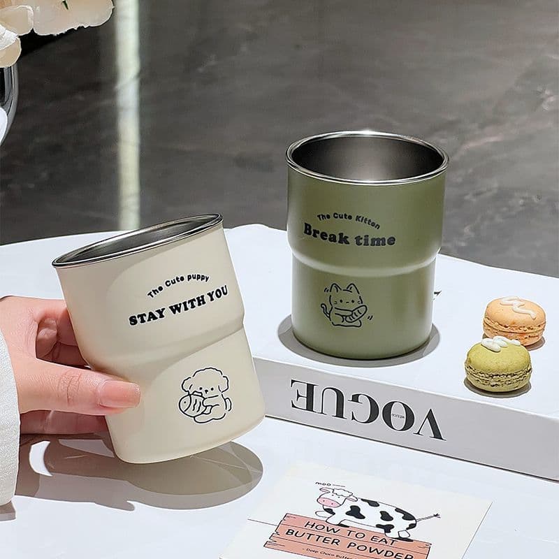 Novo copo de café de aço inoxidável prático copo de palha fresco copo de leite de alto valor isolamento térmico copo de