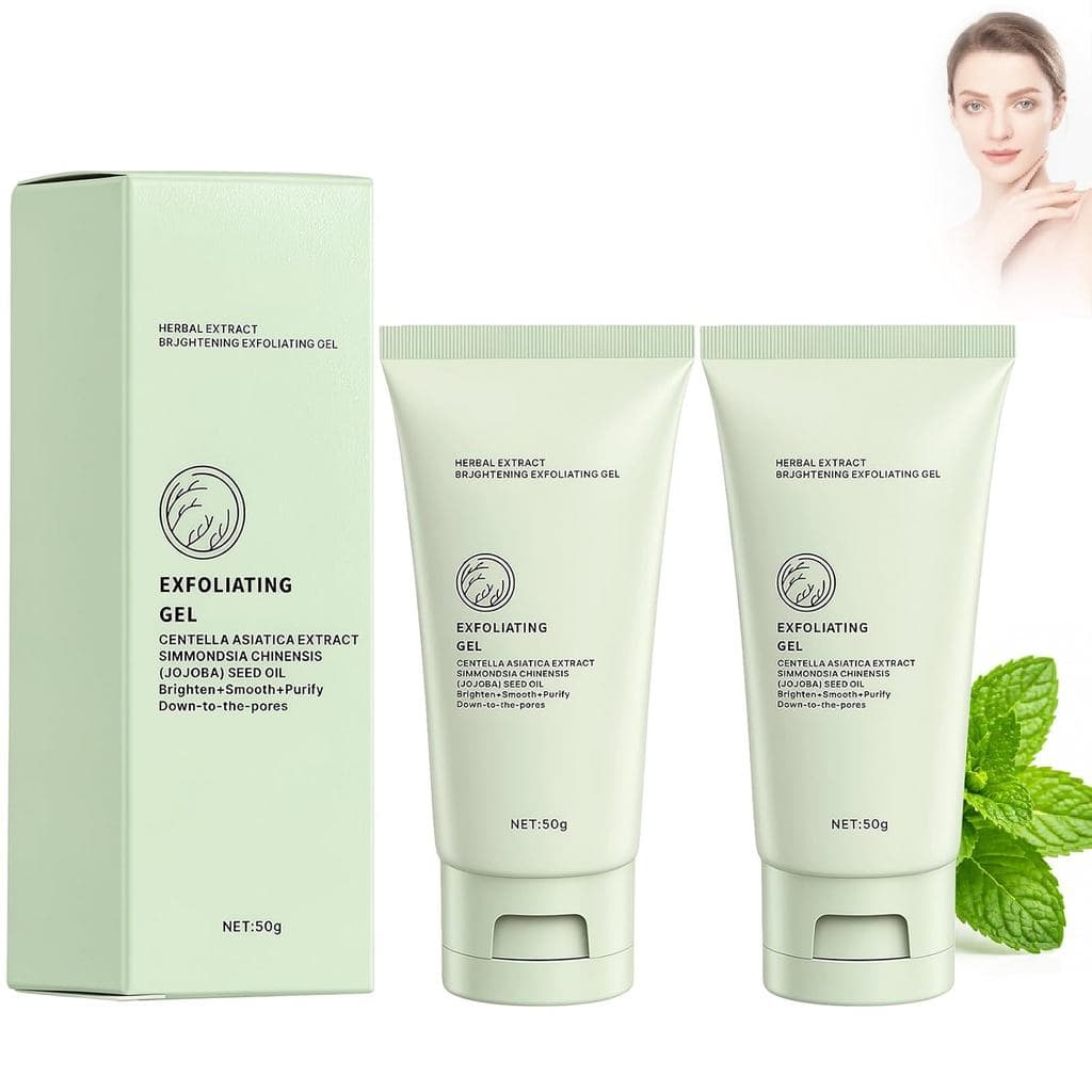 Gel esfoliante clareador à base de ervas, 2 peças, esfoliante facial suave, revitaliza a pele, limpa profundamente os po