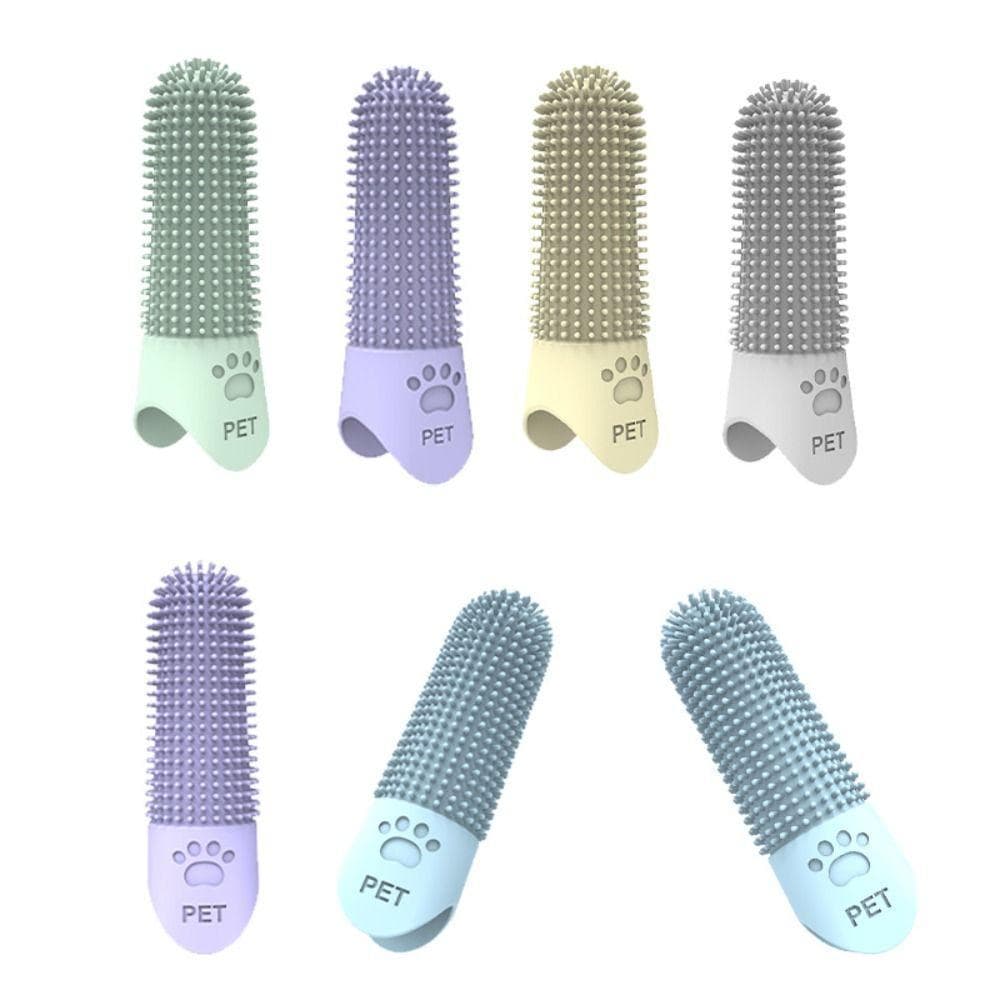 Pontas Dos Dedos Para Limpeza De Dentes De Animais De Estimação , Silicone 360 ° Escovas Limpador De Boca De Gatos Super