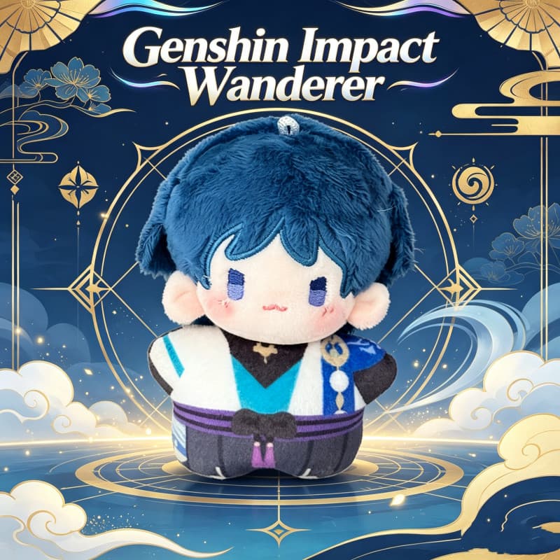 Boneco de Pelúcia de Algodão de 10cm do Wanderer de Genshin Impact, Brinquedo de Pelúcia Fofo de Personagem Miniatura, C