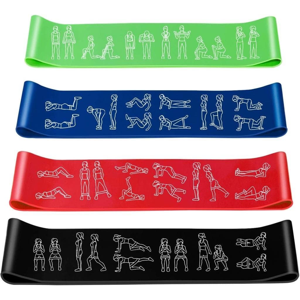 As faixas elásticas de fitness Amonax, feitas de látex natural, oferecem 4 níveis de resistência para exercícios de pern