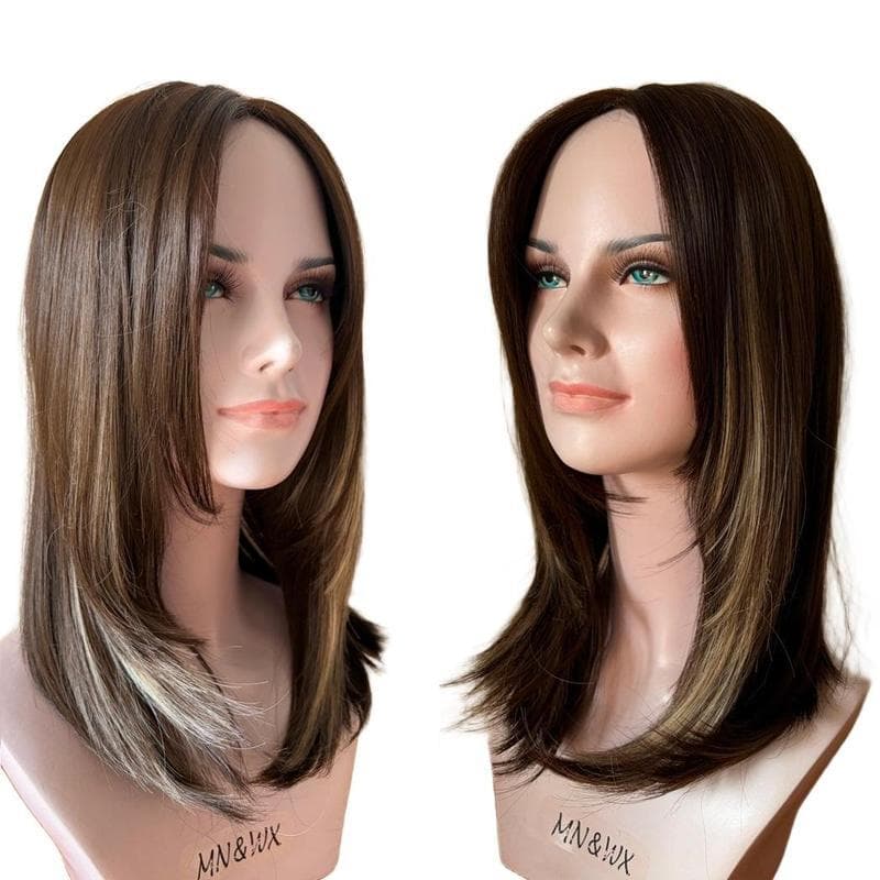 Clipe Em Topper De Cabelo Para Mulheres , Divisão De Renda Com Parte T 15x16cm Preto/Marrom Loiro Destaca Sintético 40cm
