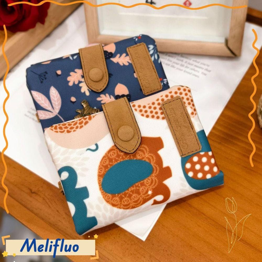 Carteira Curta Melifuo , Bolsa De Moedas De Couro Com Fecho De Zíper Dinheiro Impressão PU Fashion Feminina E Menina