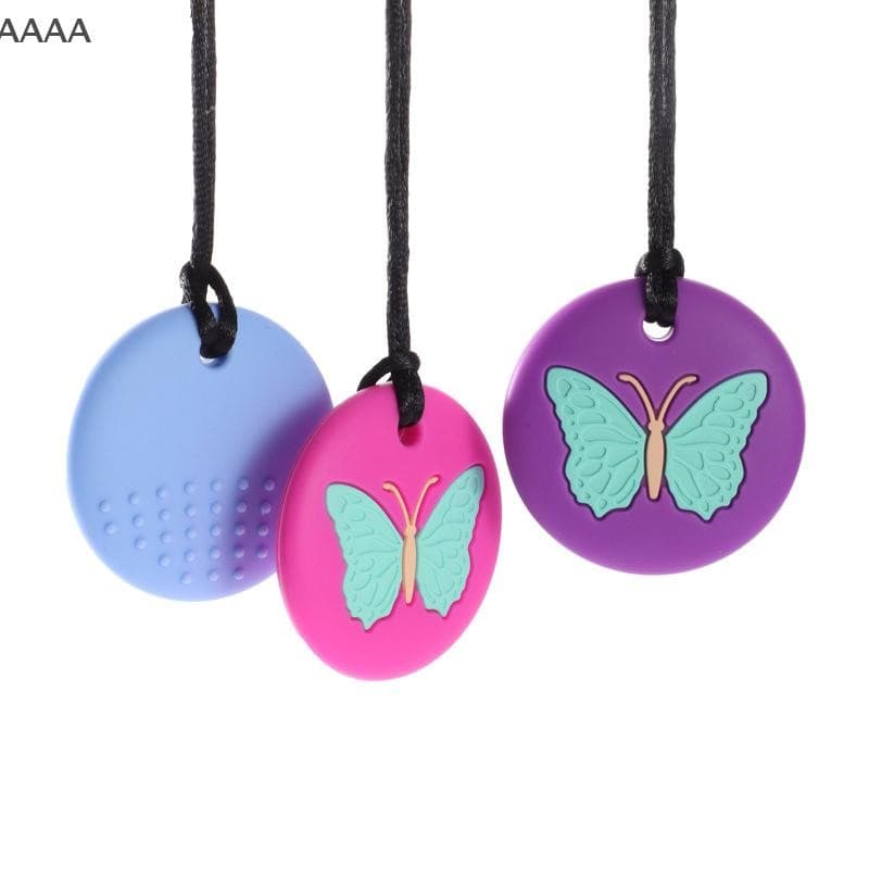 kaciiy Colar Em Borracha Forma De Autismo Tdah Mordendo Sensorial Criança Silicone Mordedor Mastigar Crianças Pingente B