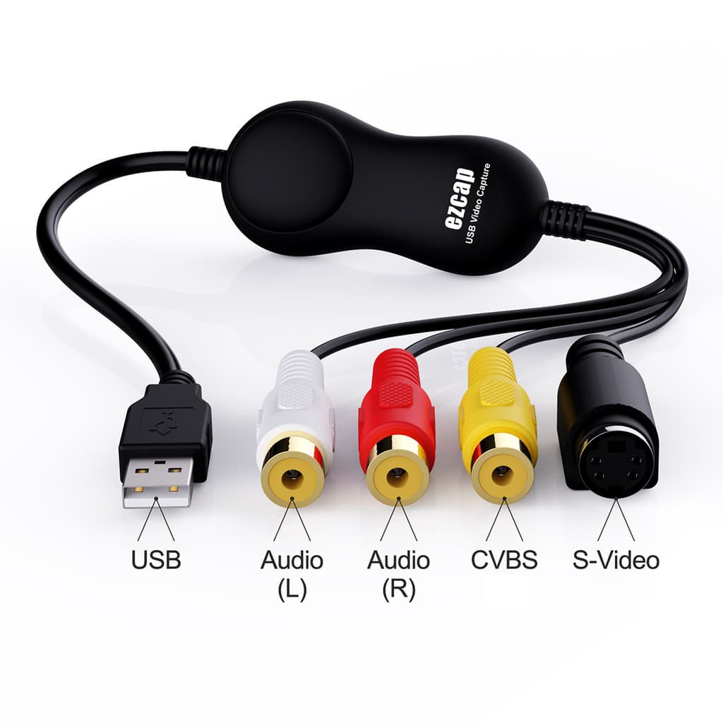 Ezcap158/159/170/172 USB2.0 CBVS S-Video RCA AV Placa De Captura De Vídeo Para DVD VHS V8 Hi8 DVR Player Gravador Analóg
