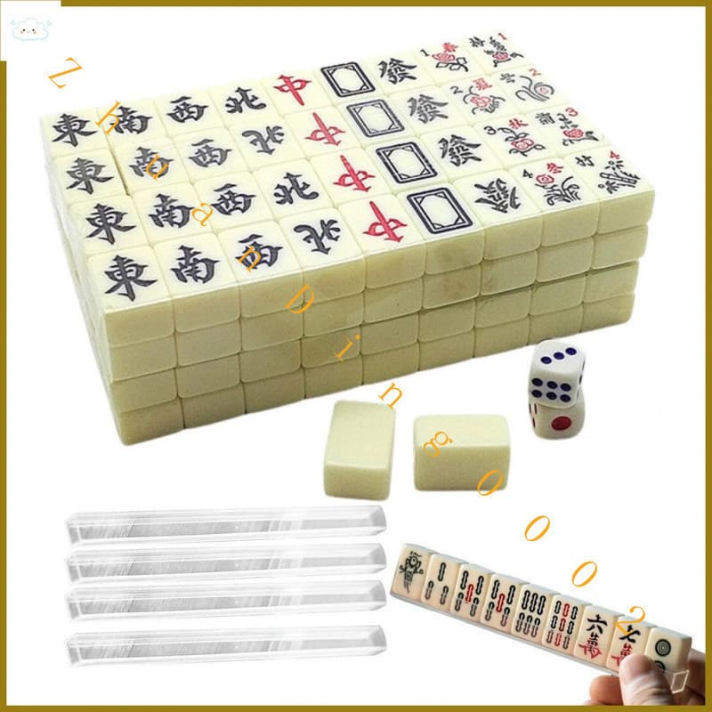 Conjunto Chinês Mahjong Jogos Tradicionais Chineses Presentes Para Mulheres Homens Suprimentos Portáteis E Compactos fua