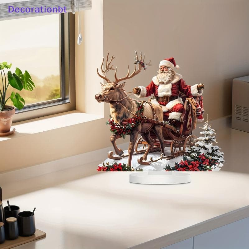 Decorationbt Papai Noel Rena Trenó Mesa Decoração Com Base 2D Acrílico Ornamentos De Natal 2025 Navidad Fontes De Festa