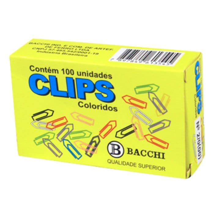 Clips Nº 2/0 Colorido Com 100 Unidades Bacchi
