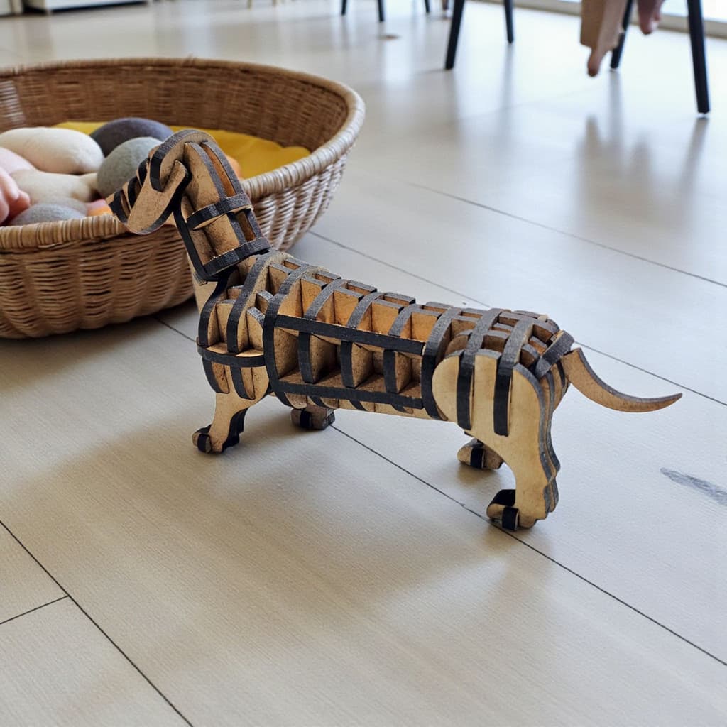 Escultura Pet Cachorro Salsicha em MDF  3D Corte a Laser