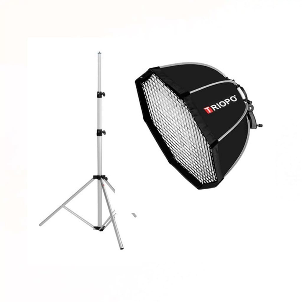 Softbox Octabox Triopo Flash Speedlite 120cm + Grid + Tripé 1,90