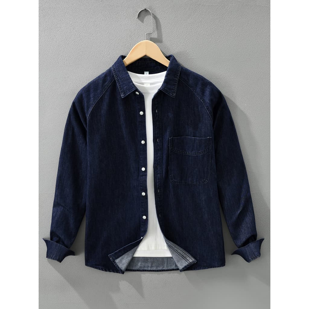 American Street Wear Retro Denim camisa masculina outono 2025 novo estilo Casual solto rufião bonito camisa de manga com