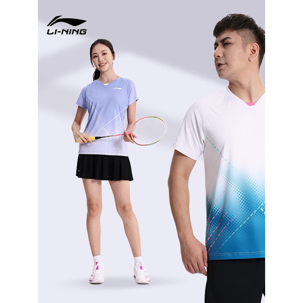 Li Ning camisa de Badminton competição topo masculino 2026 verão novo estilo feminino de secagem rápida tênis de mesa ca