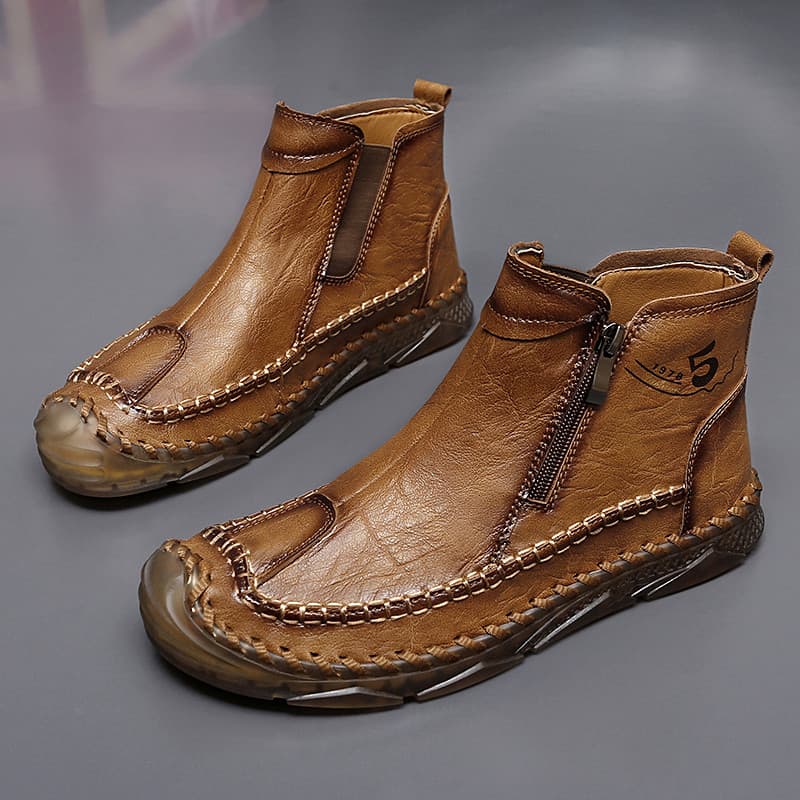 Zíper deslizamento em sola de tendão de carne sapatos masculinos de tamanho grande primavera outono sola macia sapatos d