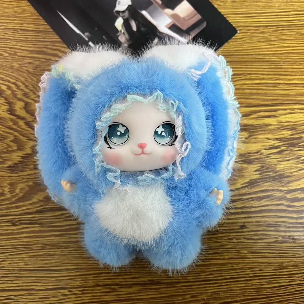 Boneca de pelúcia fofa com renda, orelhas grandes, coelho, novo estilo, rosto de vinil, pingente, brinquedo para present