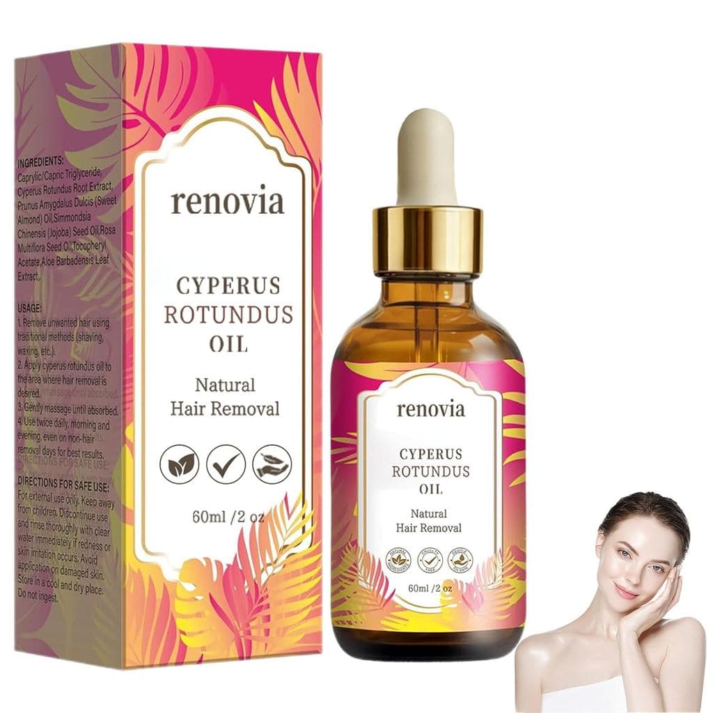 Óleo Renovia Cyperus Rotundus para Remoção de Pelos, Novo Sérum para a Pele Renovia Cyperus Rotundus 2026, Redutor de Po