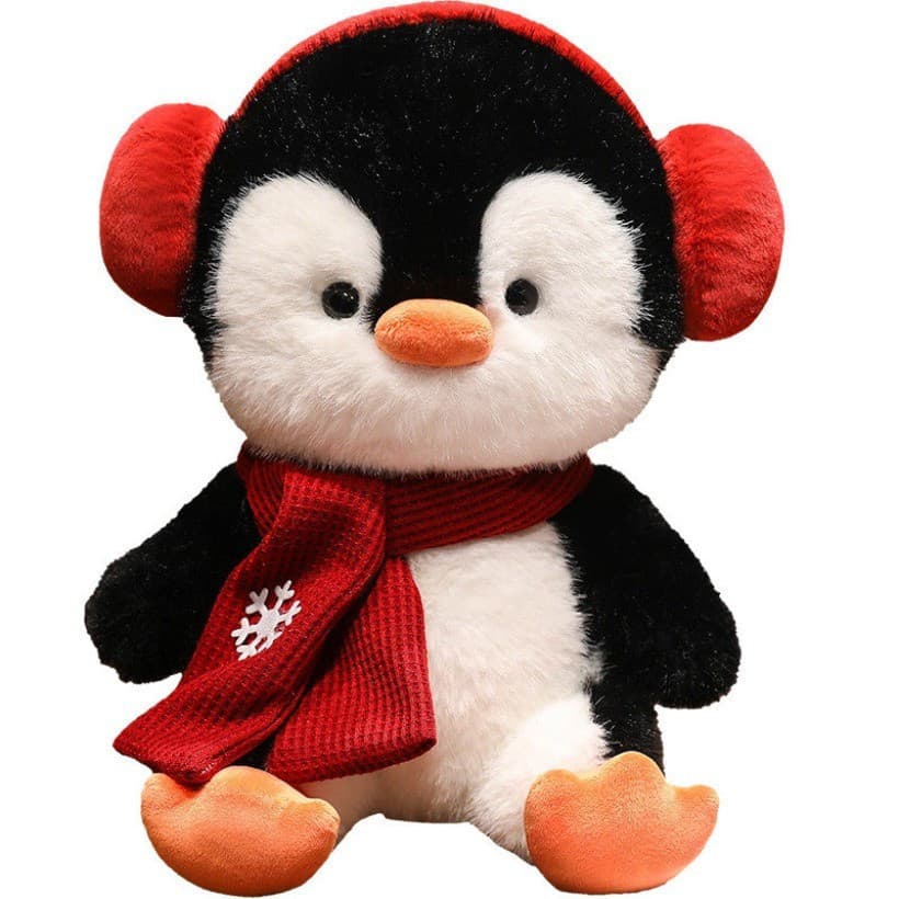 Super macio toque presente de natal bonito boneco de neve boneca brinquedo de pelúcia chapéu de natal pinguim boneca orn