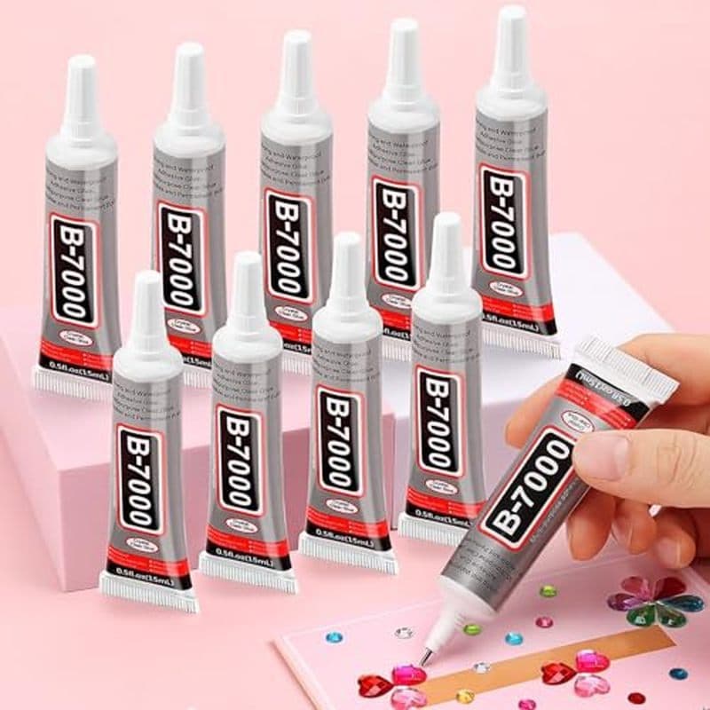 Cola para joias de strass Cridoz B7000, pacote de 10 peças de Gel de Super cola elástica, cola de tecido transparente mu