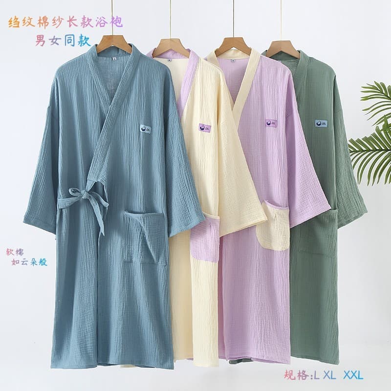 Verão puro algodão gaze fina simples roupão feminino Wearable toalha de banho absorver água de secagem rápida 2024 novo