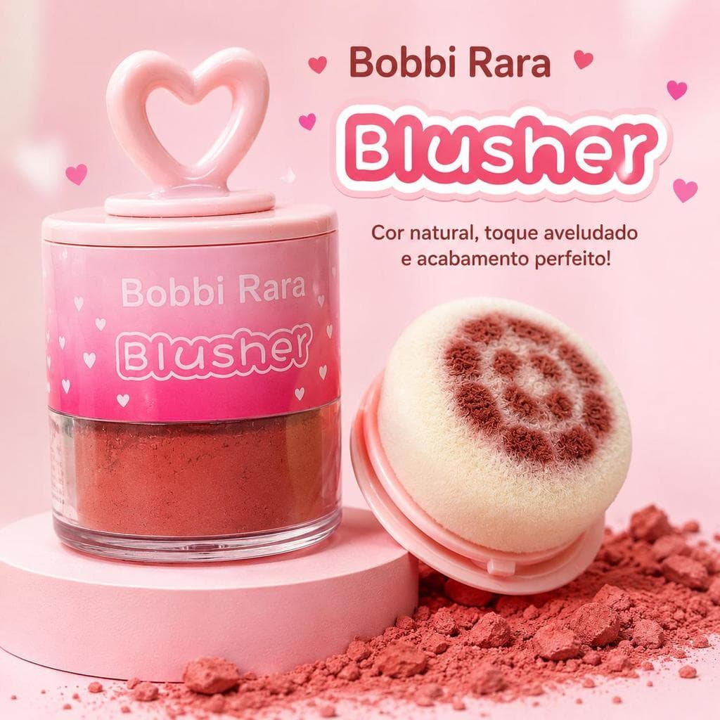 Blush em Pó Solto Bobbi Rara com Aplicador Puff | Efeito Natural, Aveludado e Longa Duração