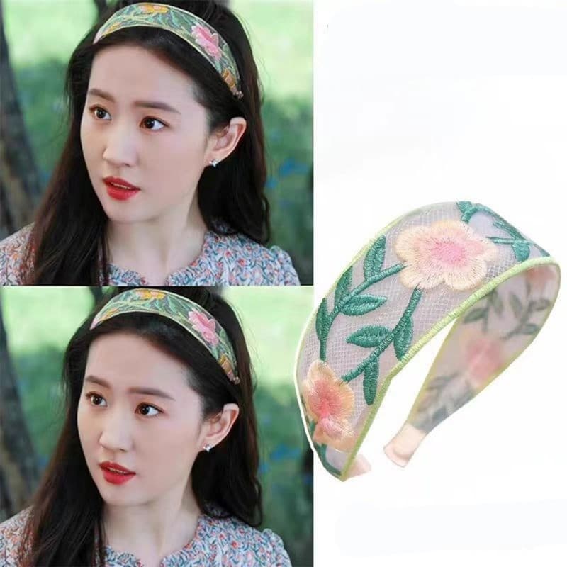 Elegante Bordado Flores Aba Larga Headbands Para Mulheres Doce Moda Temperamento Acessórios De Cabelo