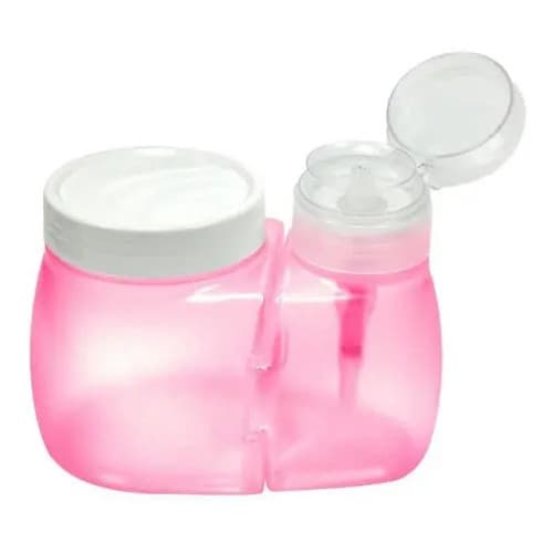 Kit Manicure Frasco Dosador Acetona Pump + Porta Algodao