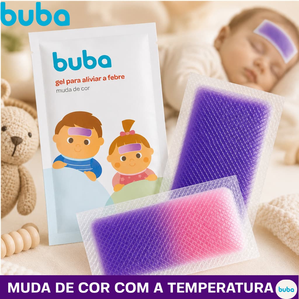 Gel Adesivo Alivio Febre Buba Muda de Cor Compressa Refrescante Adesivo De Febre Infantil 4 Unidades