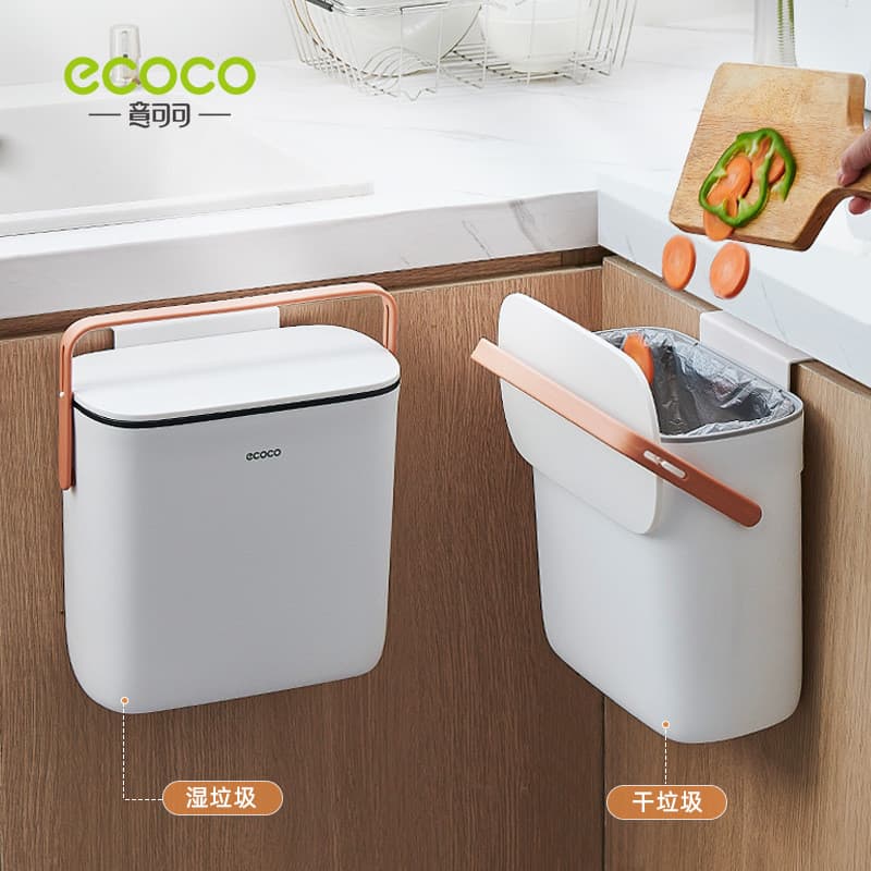 Ecoco Lixeira de cozinha montada na parede com tampa Armário doméstico Resíduos de cozinha Dedicado Armazenamento de ban