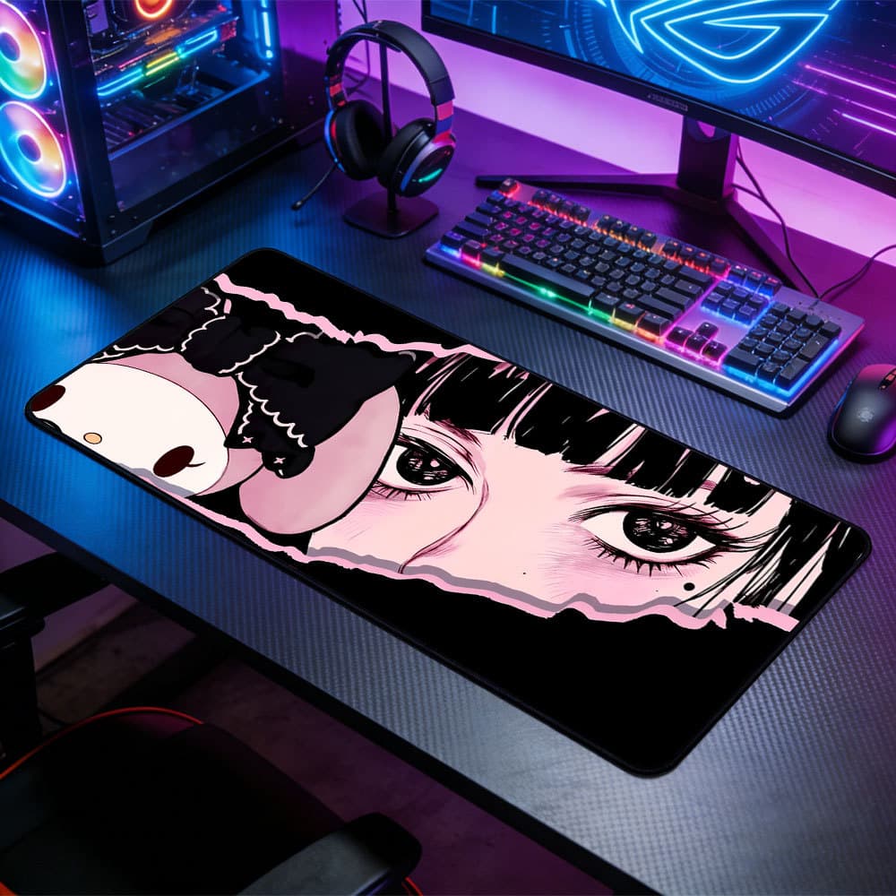 Mouse Pad Extra Longo 80x30cm Arte Estética Anime Olhos de Personagem Proteção de Mesa para Teclado e Mouse PC Notebook