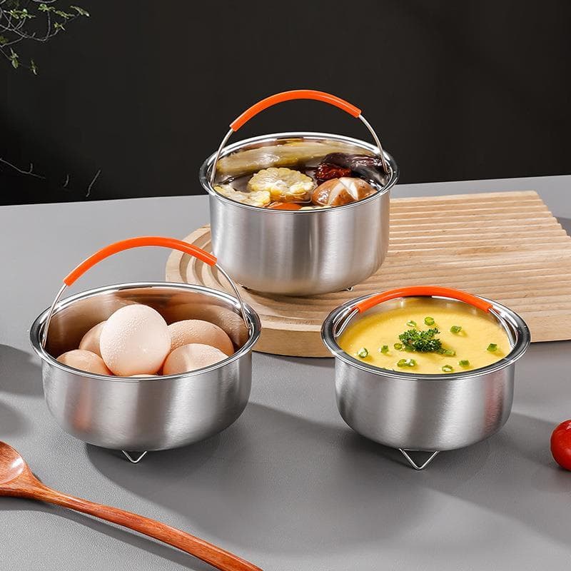 Tigela de ovo cozido no vapor em aço inoxidável 304, prato de sopa de ovo cozido no vapor com pés, tigela portátil para