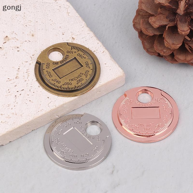 [gongj] Tipo Moeda 0.6-2.4mm 0.02-0.10 Polegada Vela De Ignição Medidor De Lacuna Ferramenta De Medição Faixa De Calibre