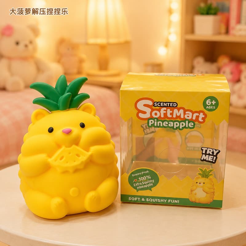 Novo Produto : Fruta Simulada , Abacaxi Grande , musical , Brinquedo De Descompressão De Urso Fofo Ventilação De Farinha