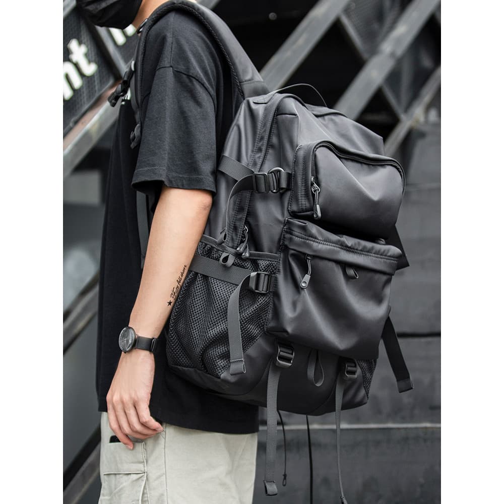 CaleryKlohom Mochila de viagem leve Mochila escolar masculina Bolsa de computador de grande capacidade Commuter Street W