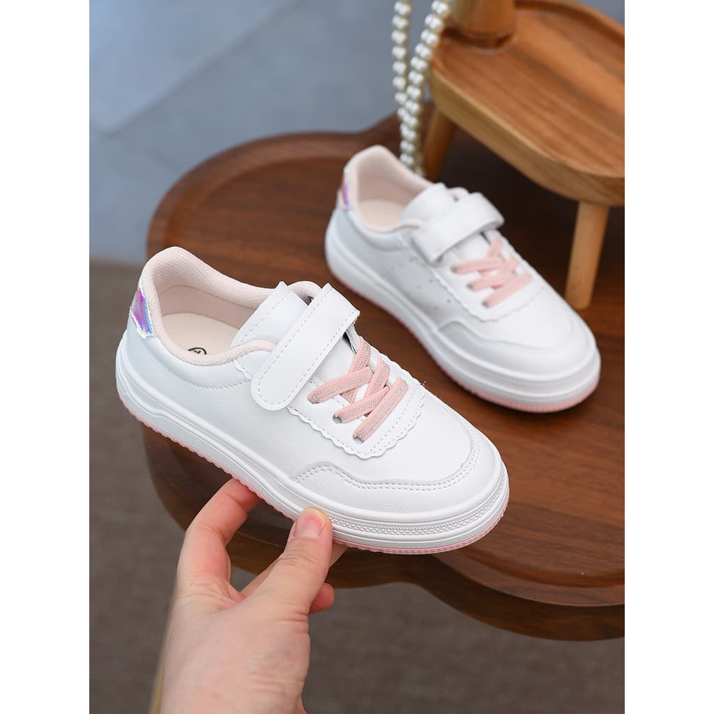 Tênis infantis meninas sapatos infantis meninas sapatos estudante Velcro baixo-Top sapatos brancos de sola macia 2026 pr