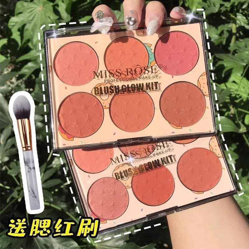 MISS ROS E Cosmetics Paleta de Blush de seis cores barato estudante sol-vermelho feminino destaque três em um Com