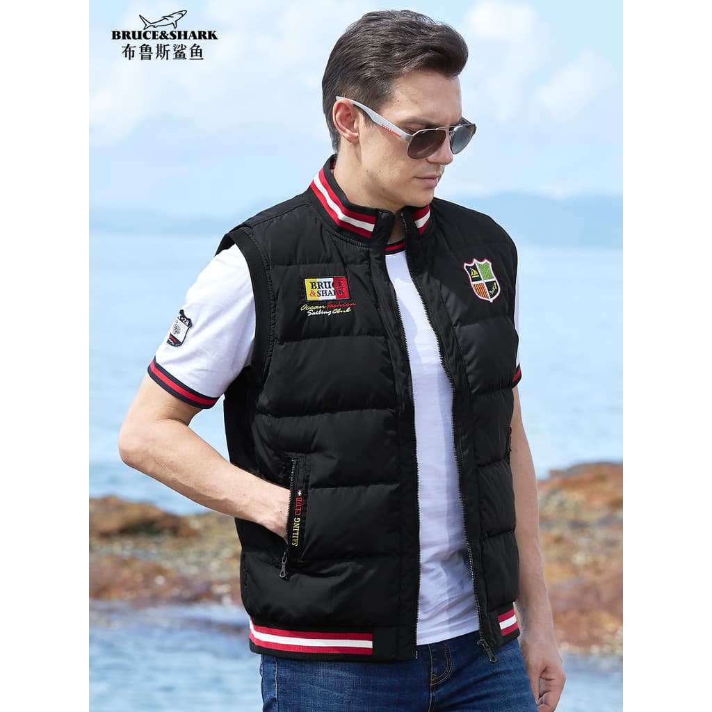 Outono inverno para baixo colete masculino grosso roupas Bruce Shark Street Wear solto masculino tamanho grande colete j