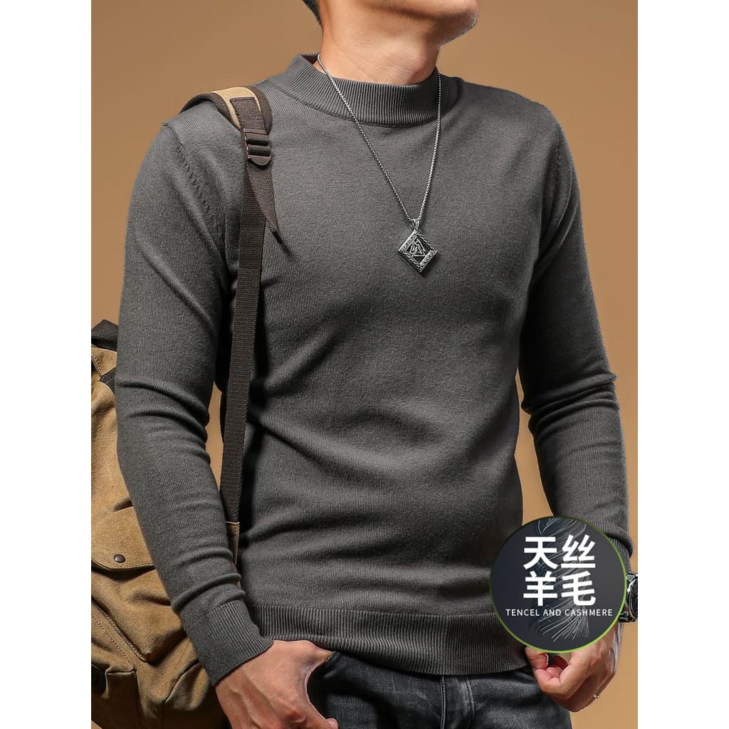 Jiyan camisola masculina estilo 2025 novo estilo primavera outono meia gola alta simples camisa de fundo de lã quente ma