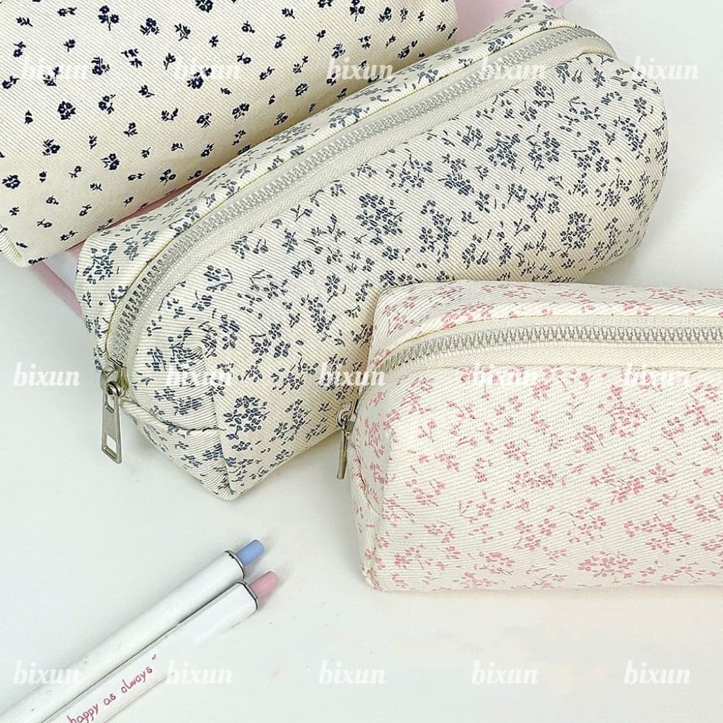 Estojo Floral Pequeno e Fresco, Grande Capacidade, Bolsa de Lápis para Estudantes, para Armazenar Cosméticos e Material