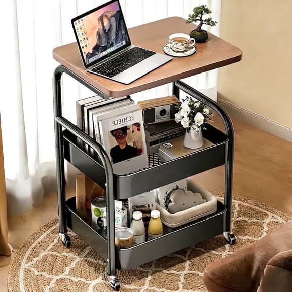 Mesa de cabeceira móvel quarto mesa de cabeceira sofá mesa lateral carrinho Rack de armazenamento sala de estar Multi-ca