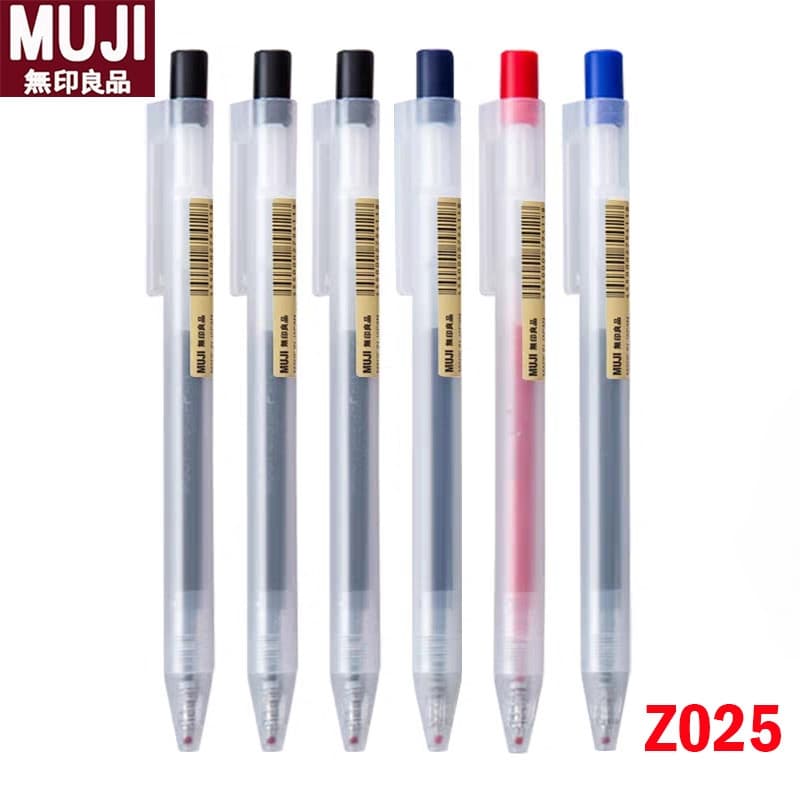 5 Unidades Caneta Gel Retrátil MUJI Z025 do Japão 0,5 mm Tinta Suave 2ZAZ