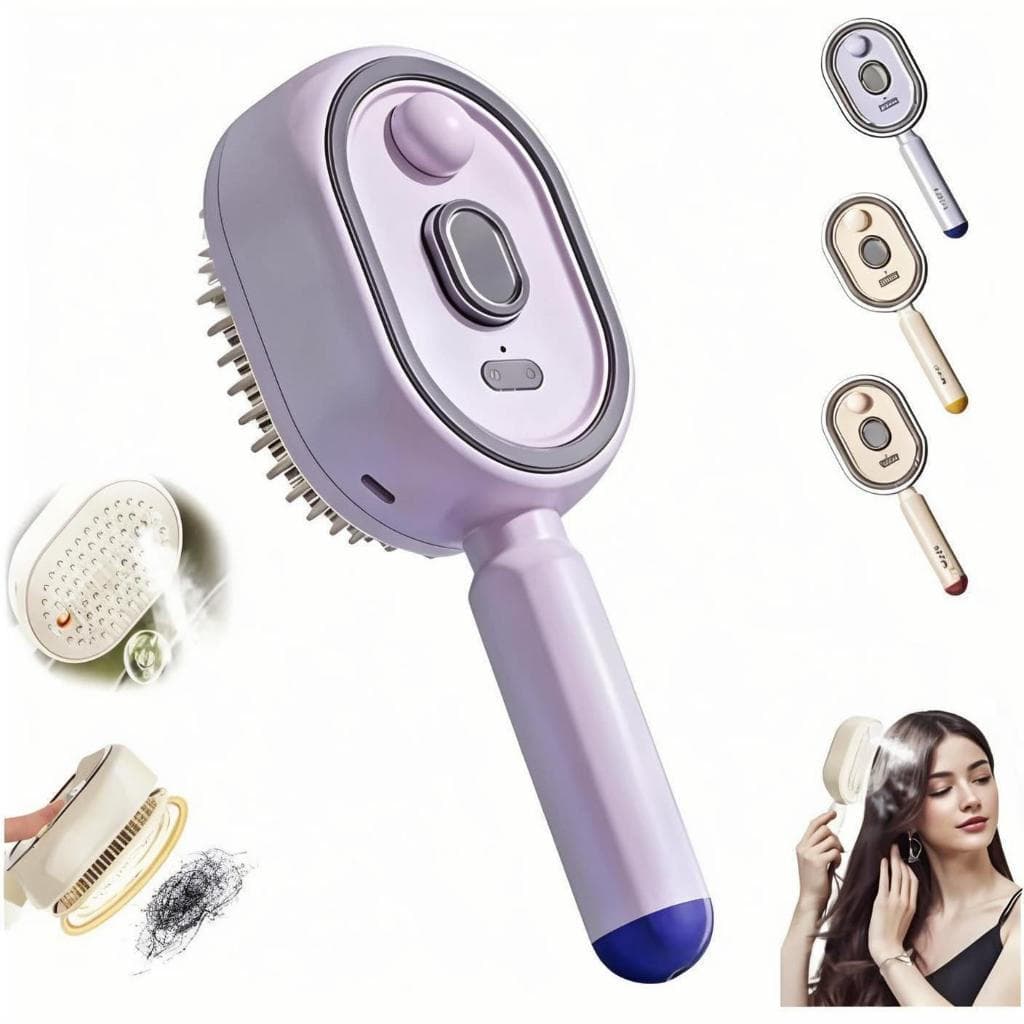 Escova elétrica de alisamento com pulverizador três em um, pente massageador com almofada de ar e vapor, é uma escolha d