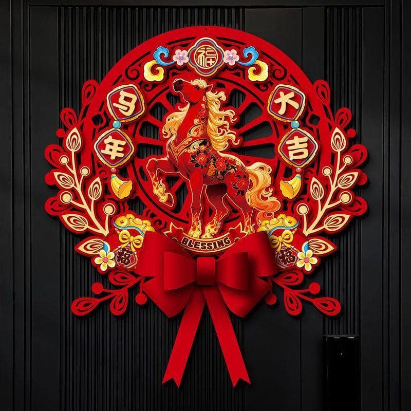 2026 Novo Estilo Ano do Cavalo Tridimensional Personagem da Sorte Adesivos para Portas Festival da Primavera Ano Novo Ch