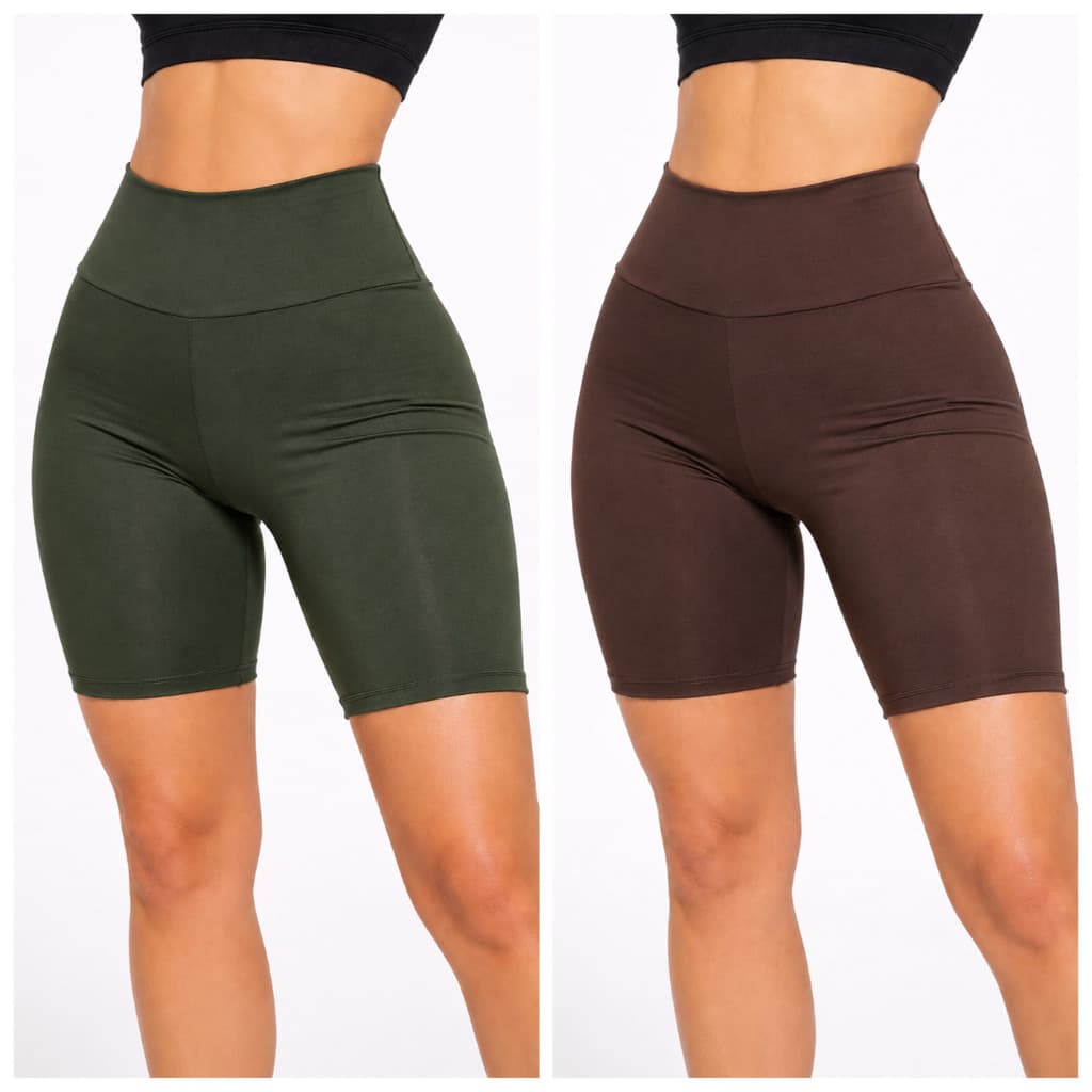 Kit 2 Bermudas Femininas Suplex Cintura Alta para Moda Fitness e Academia